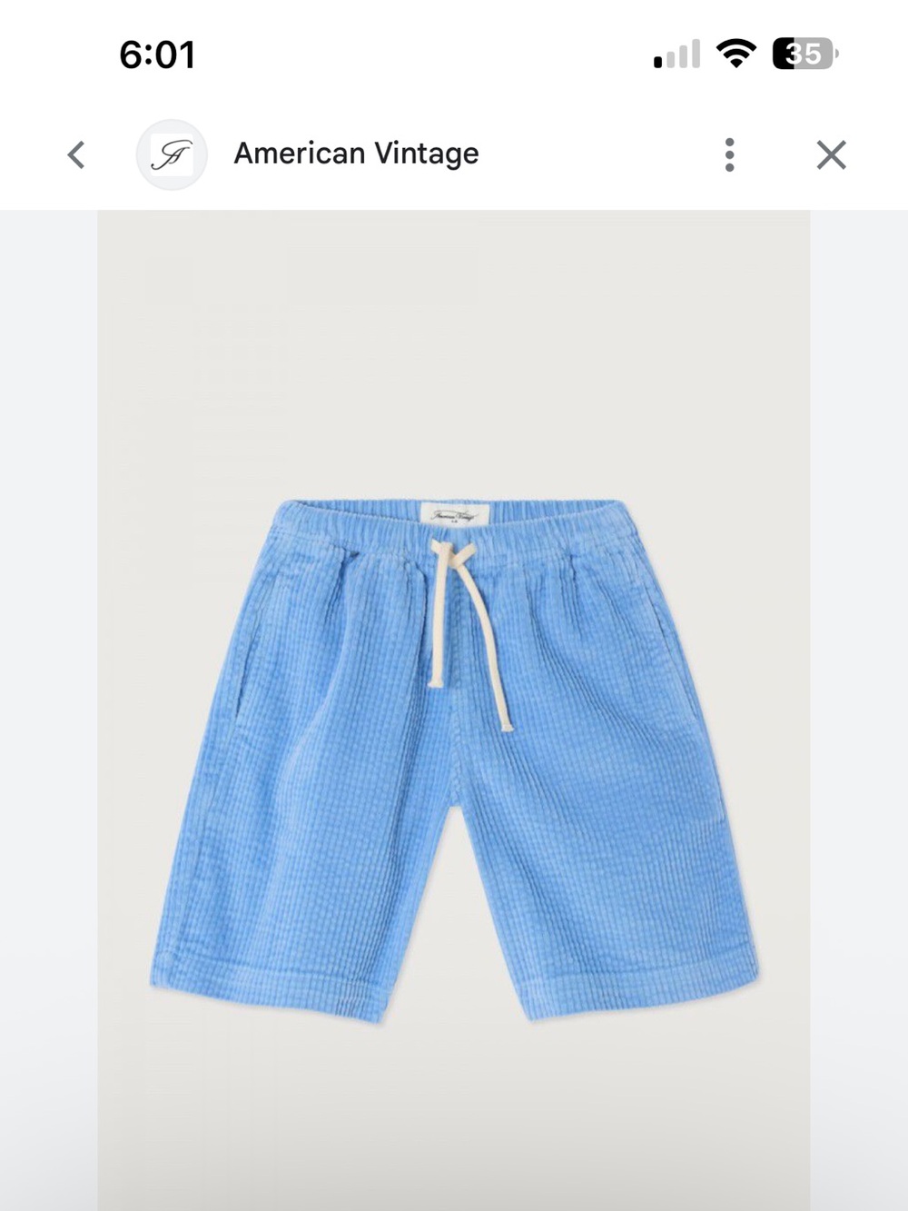 American Vintage Light Blue Drawstring Shorts